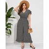 Women's Plus Size Wide Leg Floral Jumpsuits Casual Summer Short Sleeve Fashion Outfit Criss Cross Neck Smocked Waist - 2 of 4