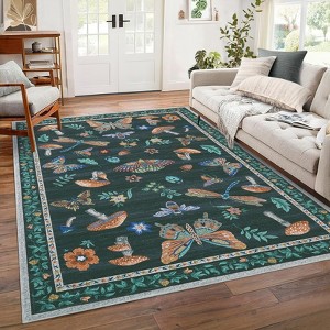 Area Rugs for Living Room Modern Insect Rug Mushroom Pattern Rug Soft Washable Non Slip Low Pile Rug - 1 of 4