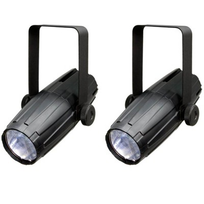 (2) CHAUVET LED PINSPOT 2 High-Power 3W DJ Mirror Ball Spotlights w/RGB Gels