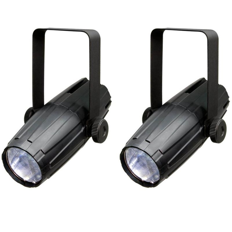 (2) CHAUVET LED PINSPOT 2 High-Power 3W DJ Mirror Ball Spotlights w/RGB Gels, 1 of 7
