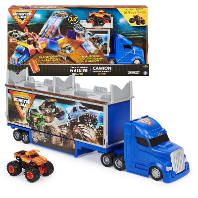 Monster Jam, 2-in-1 Launch N’ Go Hauler Playset and Storage with Exclusive  Monster Truck