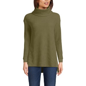 Lands' End Women's Long Sleeve Waffle Cowl Neck Tunic - 1 of 3