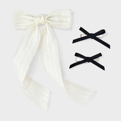 Ivory Hair Bow with Salon Hair Clip Bows Set 3 pc - Wild Fable™