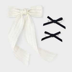 Ivory Hair Bow with Salon Hair Clip Bows Set 3 pc - Wild Fable™ - 1 of 3