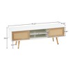 Rattan TV Cabinet with Adjustable Shelf and Solid Wood Legs for Living Room Home Decoration - 3 of 4