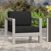 Coolbibila Modern Patio Fabric Barrel Club Bar Chair,Aluminum Outdoor Garden Armchair with Fabric Upholstered Seat,Metal Garden Lounge Chair - 3 of 4