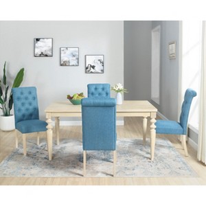Roundhill Furniture Amonia 5-piece Dining Set, Turned-Leg Dining Table with 4 Tufted Chairs - 1 of 4
