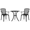 vidaXL Bistro Set - Cast Aluminum Black Outdoor Seating, Weather Resistant Garden Chairs with High Backrest & Ergonomic Armrests, Decorative Tabletop - 2 of 4
