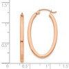 Black Bow Jewelry 2mm x 29mm 14k Rose Gold Square Tube Oval Hoop Earrings - 4 of 4