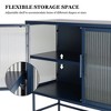 Modern Console Table with Fluted Glass Doors and Adjustable Shelf for Dining and Living Room Storage - 3 of 4