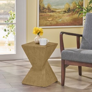 Lyngins Twisted Hourglass Outdoor Accent Table, Lightweight Concrete Patio End Table for Outside Use, Patio Side Tables - 1 of 4