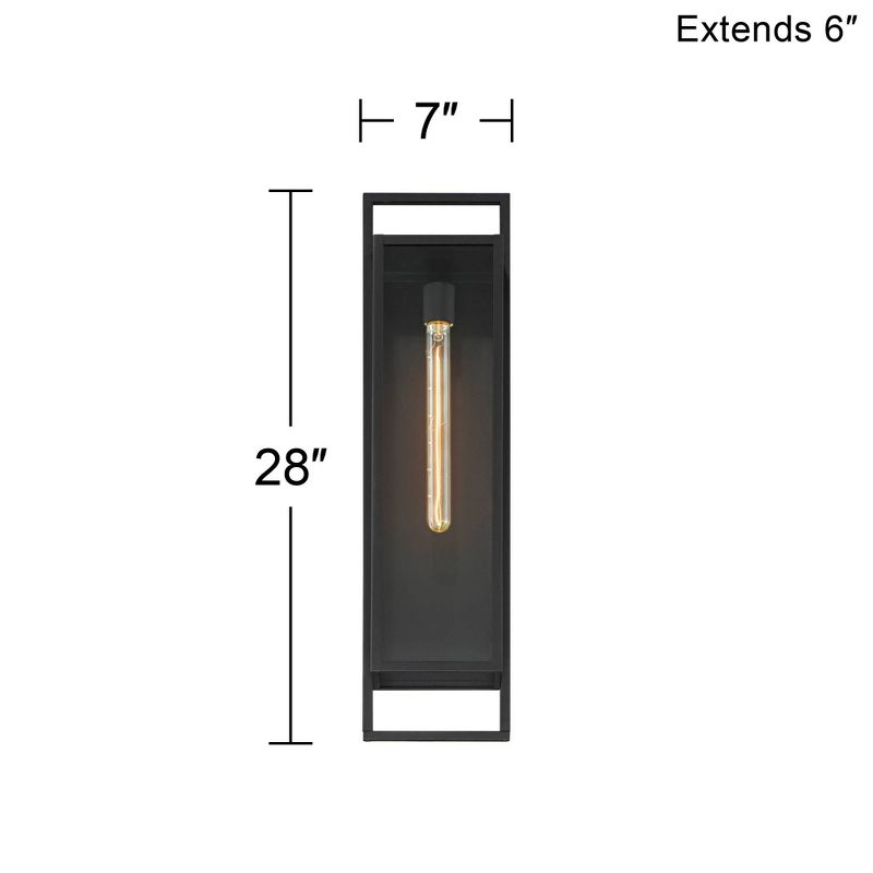Possini Euro Design Jericho 28" High Modern Outdoor Wall Light Fixture Mount Porch House Edison Bulb Textured Black Finish Metal Clear Glass Shade, 5 of 11
