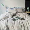 Beige Ruffle Duvet Cover, 100 Washed Cotton, Farmhouse Set, 3 Pieces, Zipper Ties, Soft Vintage Bedding - 4 of 4