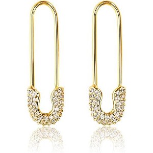 Benevolence LA Safety Pin Earrings for Women Pin Earring with Cubic Zirconia Hypoallergenic White Gold Plated Earrings - 1 of 4