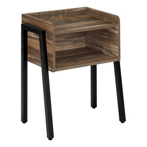Accent Table Side End Nightstand Lamp Living Room Bedroom Brown Laminate Black Metal Contemporary Modern - 1 of 4