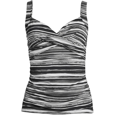 Lands' End Women's D-cup Chlorine Resistant Wrap Underwire Tankini Swimsuit  Top - 4 - Black/white Ombre : Target