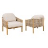 Set of 2 Outdoor Acacia Wood Club Chairs with Rope Armrests and Cushions for Patio or Porch-Cuddlewood - 3 of 4