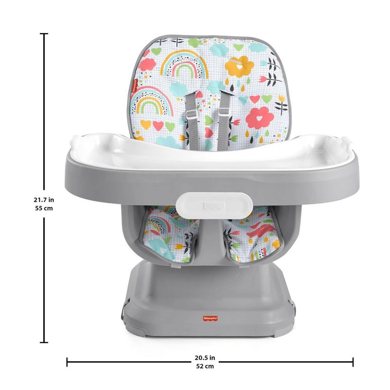 Fisher-Price SpaceSaver Simple Clean High Chair with Wraparound Deep-Dish Tray, Removable Tray Liner, 3 Recline Positions for Toddlers, Gray/White, 2 of 7