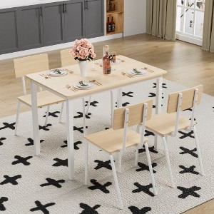 Kumasinova Modern 5-Piece Dining Set with 4 Chairs, 43" Kitchen Table & Chairs Set for 4, Dining Room Table with Metal Frame - 1 of 4
