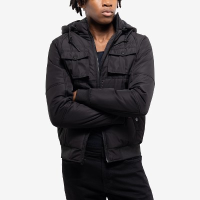 X RAY Hooded Puffer Jacket With Patch Chest Pockets in BLACK Size L — фото 6