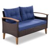 Sapphtopaz Outdoor Patio Furniture Set Wicker Loveseat Sectional Chairs with Acacia Wood Legs and Rectangle Coffee Table for Outdoor, Terrace - 4 of 4