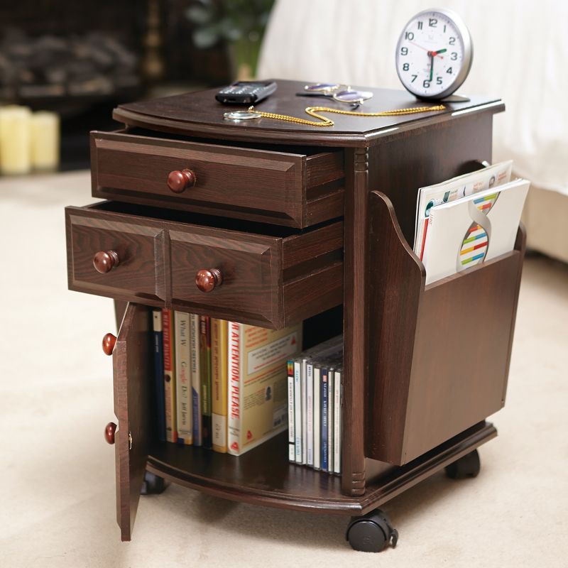 Collections Etc Wheeling Companion Storage Table 17.5 X 14.25 X 18.75 Dark Brown N/A, 2 of 3