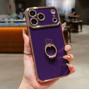 HTUTWOO for iPhone 17 Case, Electroplated Shockproof Lightweight Phone Protective Cover with Ring Stand for Girls Women - 1 of 4