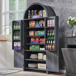 SinCiDo 71" High Modern Arched Kitchen Locker w/ Door Modern Locker w/ 3 Adjustable Shelves,6 Door Shelves, Kitchen,Bathroom Multi Purpose Cabinets - 1 of 4