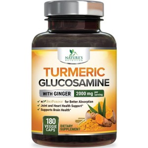Turmeric Curcumin Supplement 2000mg with Glucosamine Chondroitin & Ginger, 95% Curcuminoids, BioPerine Black Pepper for Best Absorption - 180 Capsules - 1 of 4