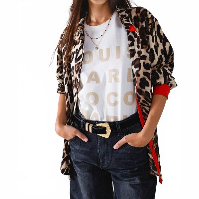 Women's Lila Animal Print Button Down Shirt - Q2