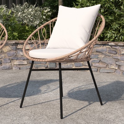 Set of 2 Tan and Light Gray Steel Papasan Chairs