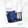 Costway Patio Hanging Rattan Basket Chair Swing Hammock Chair with Seat Cushion Navy/Grey/Beige - 3 of 4