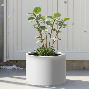 Spassway Indoor Outdoor Round Metal Planter Pot Planter Box Patio Garden Bed Black - 1 of 4