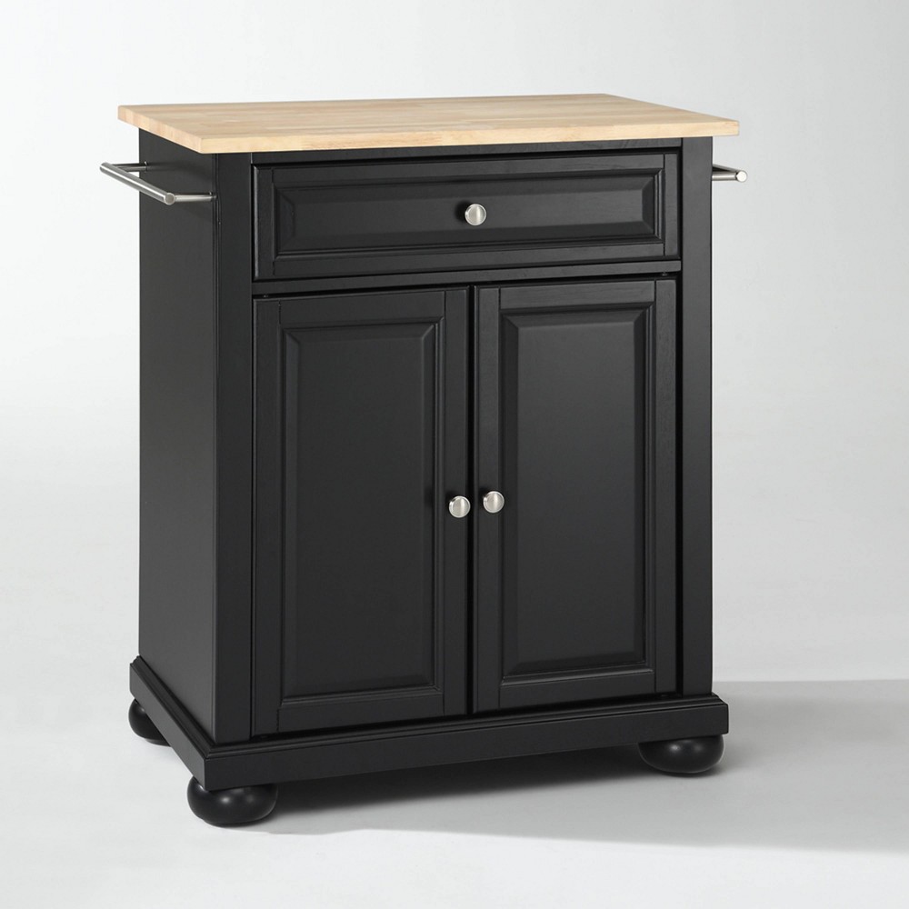 Photos - Kitchen System Crosley Alexandria Wood Top Portable Kitchen Island/Cart Black - : Adjustab 