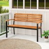Tangkula Outdoor Bench Acacia Wood Patio Loveseat w/ Backrest Armrests Garden Bench Black - 4 of 4