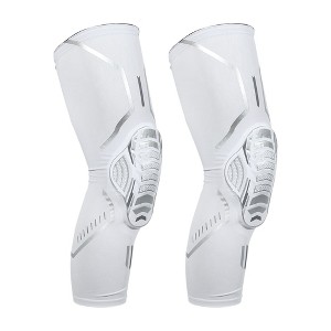 Unique Bargains 2pcs Compression Knee Braces EVA Padded Leg Sleeve Protector Nylon White Size XL - 1 of 3