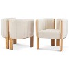 ORRD Modern Dining Chairs Set of 2 (Beige Fabric, Natural Rubber Wood, 225lbs) - 3 of 4