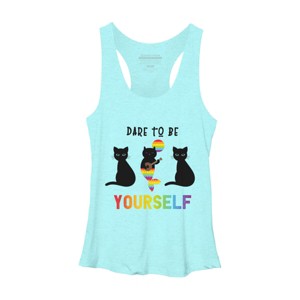 Adult Design By Humans Dare To Be Yourself Pride Cat Mermaid By Avocato Racerback Tank Top - 1 of 2