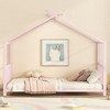ZHUTA  Twin House Bed for Kids,Metal Twin Montessori Bed with Roof, Twin Size Platform Bed Frame with Headboard & Footboard for Girls,Pink - 4 of 4