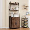 Retro 5-Tier Bakers Rack with Cabinet & Drawer - Microwave Stand, Industrial Design, 150lb Capacity, Glass Holder - 4 of 4