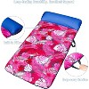 Jasonwell Oversized Pool Float Lounge, 72" X 37" XL Fabric-Covered Inflatable Contour Lounger with Headrest, Cooling Pool Raft, Palm Leaves Pink - 2 of 4