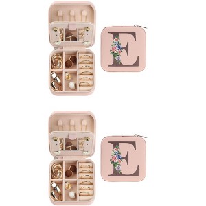 Unique Bargains Portable PU Leather Storage Display Holder Jewelry Box with Mirror Pink 3.9x3.9x2inch 2 Pcs - 1 of 4