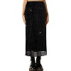 Floral Mesh Boho Midi Skirt - Women's High Waist A-Line Skirt with Lettuce Trim Black Glitter - 3 of 4