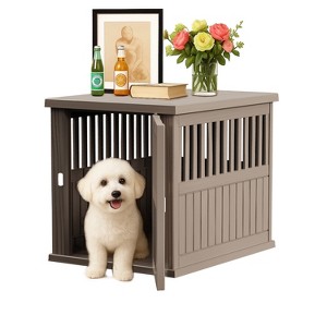 Gulches Lockable Gate Pet Crate Multi-Functional Furniture Style (Side Table), Optimal Viewing/Airflow, Effortless Setup - 1 of 4