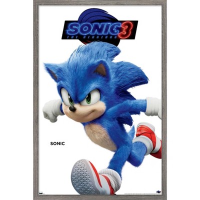 Trends International Sonic The Hedgehog 3 - Sonic Feature Series Framed Wall Poster Prints Barnwood Framed Version 14.725" x 22.375"