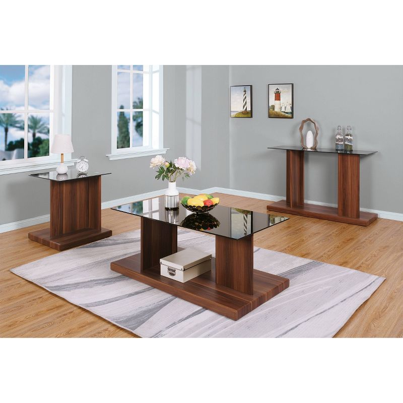 3pc Montreaux Coffee, Console, and End Table Set with Black Tempered Glass Top - miBasics, 3 of 9