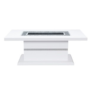 52" Coffee Table with High Gloss Finish, Glass Inlay and Contemporary Design with Glitter Detailing for Living Room - 1 of 4