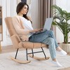 FERPIT Teddy Velvet Rocking Chair, Upholstered Accent Glider Rocker, Comfy Armchair Side Chair with High Backrest for Living Room, Bedroom - 3 of 4