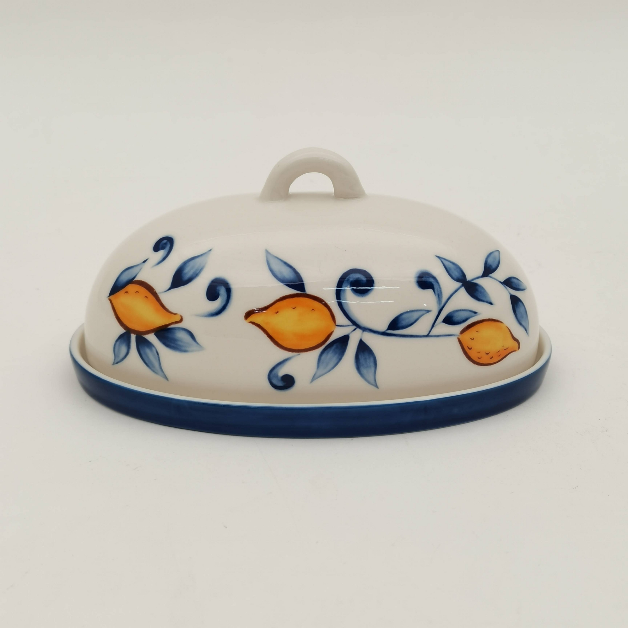 Muchoise 2pc 4 fl oz Ceramic Butter Dish White/Blue