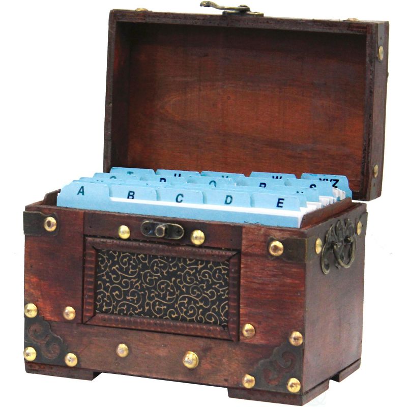 Vintiquewise "Rustic Studded Index/Recipe Card Box with Antiqued Latch, 4 x 6 Cards", 1 of 6